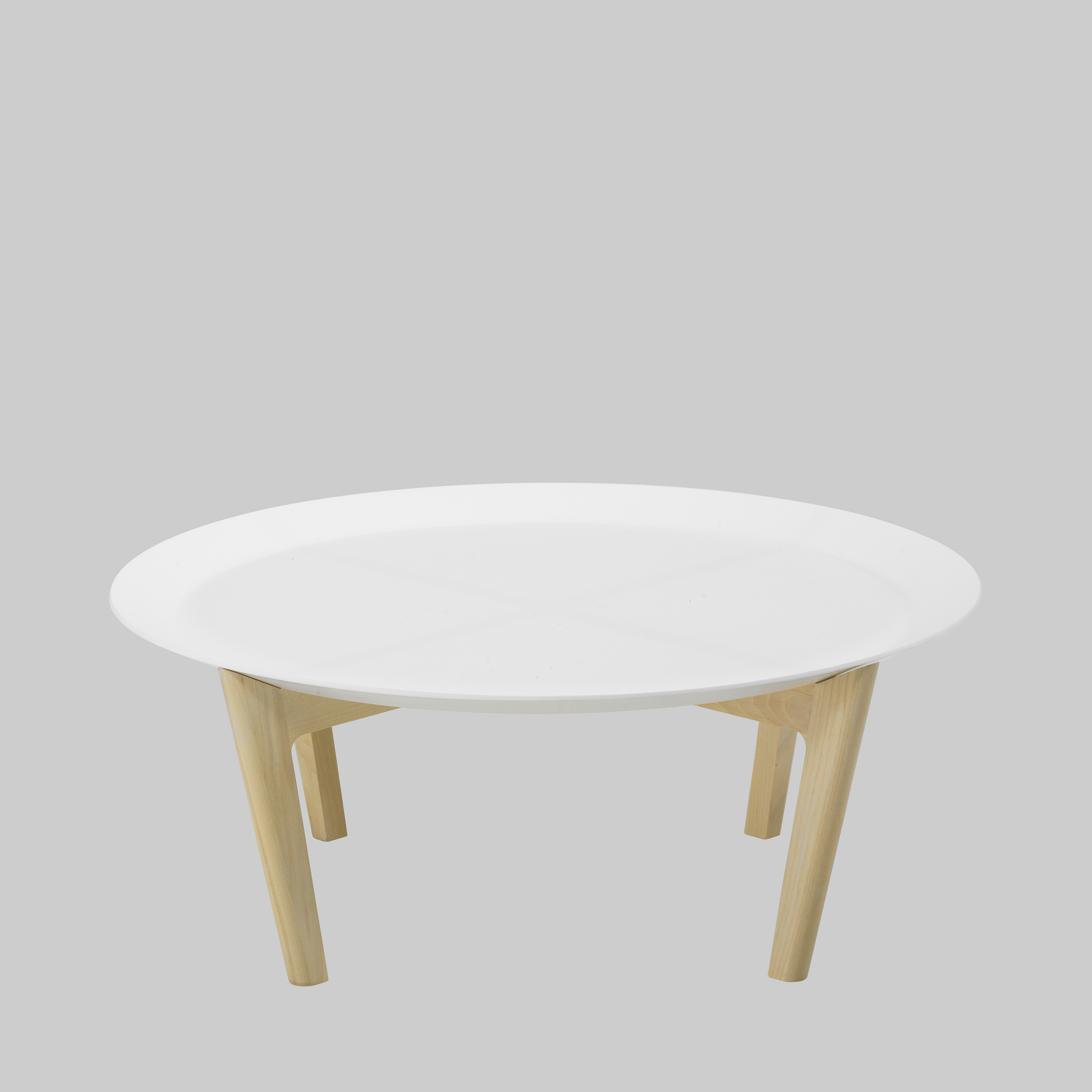 Coffee table TRAY Ø85 White / Wood Adexpo